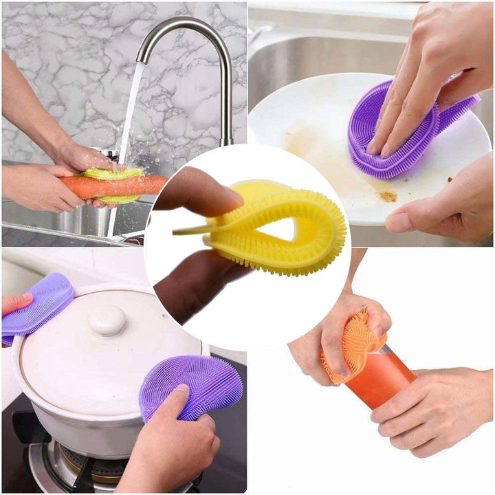 Superior eMart silicone dish scrubber sponge in multiple colors for effective kitchen cleaning