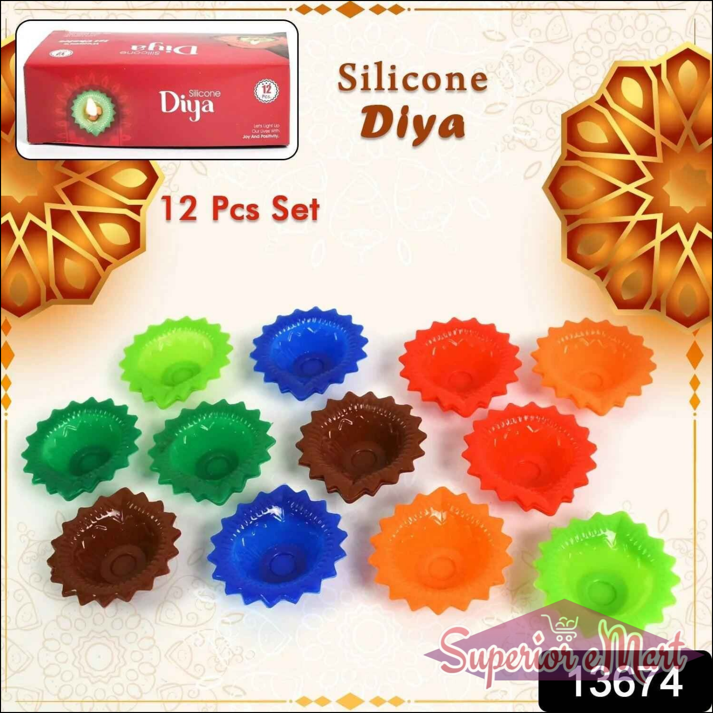 Silicone Diya 12 Pcs Set - Superior eMart