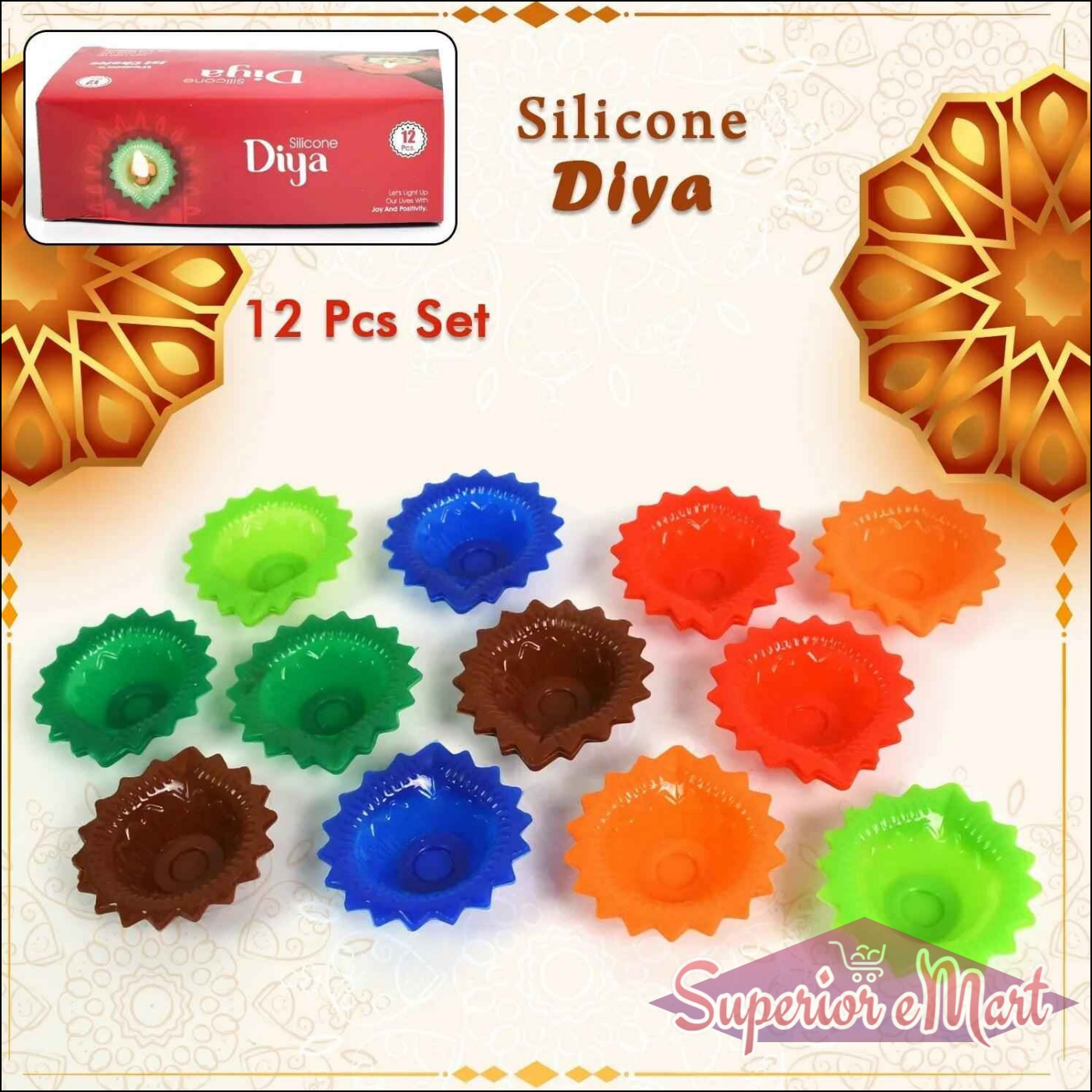 Silicone Diya 12 Pcs Set - Superior eMart