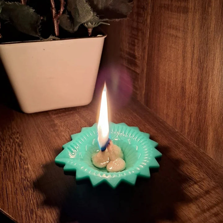 Green Silicone Diya Set with a Soft Glow for Elegant Home Decor Ambiance