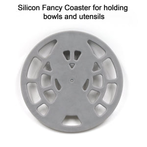 Silicone fancy coaster in gray for holding bowls and utensils, designed for home and kitchen use