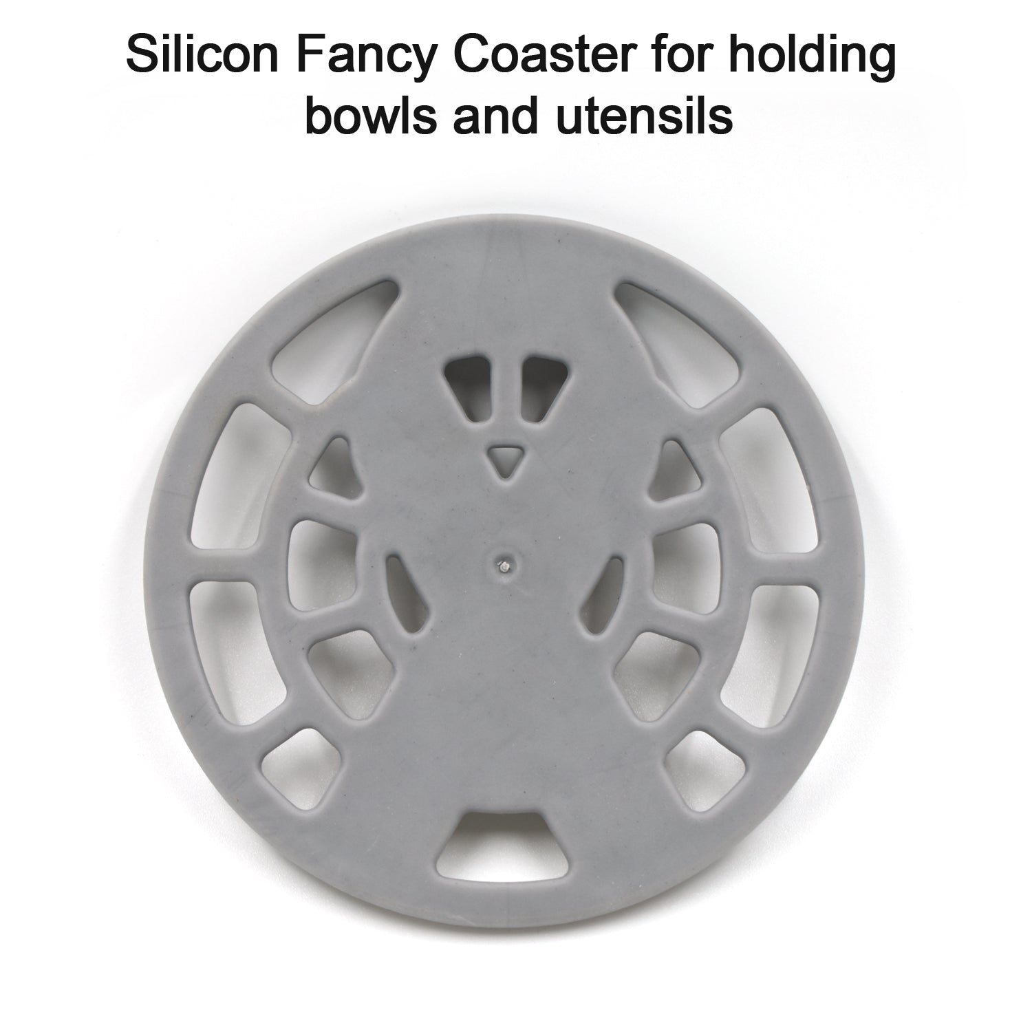 Silicone fancy coaster in gray for holding bowls and utensils, designed for home and kitchen use