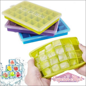Colorful silicone ice cube trays with lid in various colors for easy ice cube making