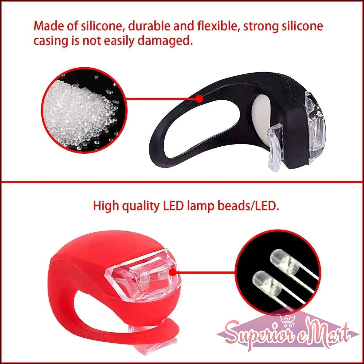 Silicone LED Bike Lights-2 Pc - Superior eMart