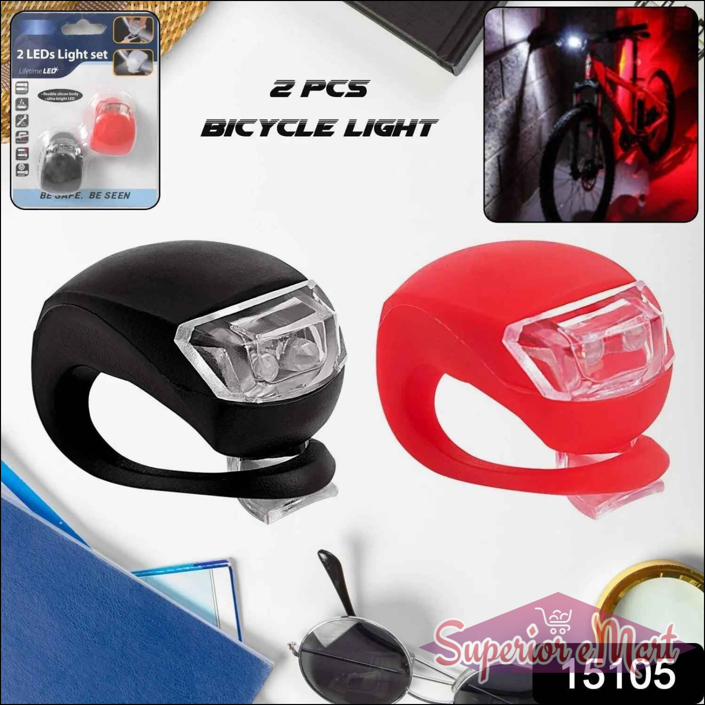 Silicone LED Bike Lights-2 Pc - Superior eMart
