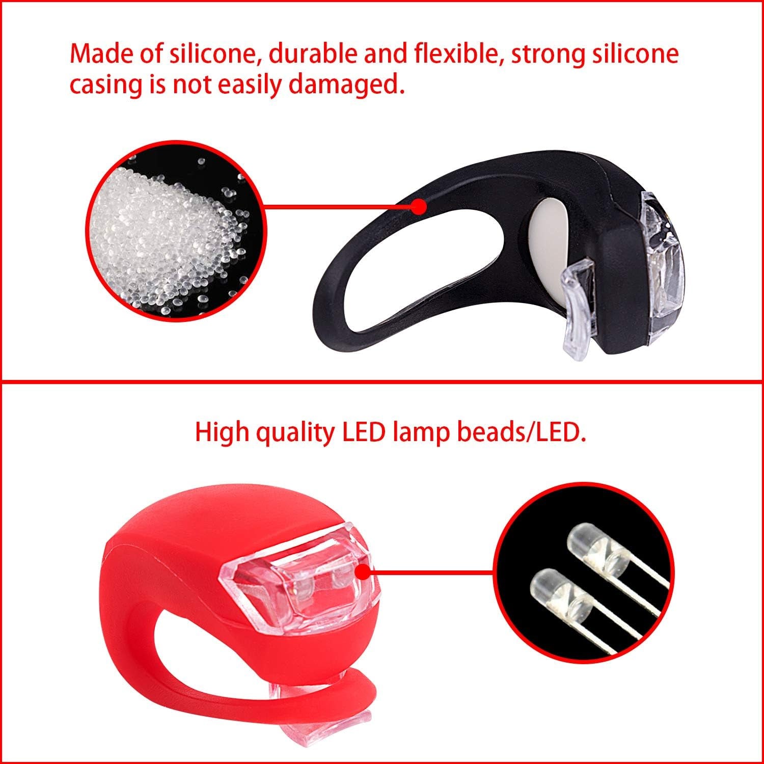 Silicone LED Bike Lights-2 Pc