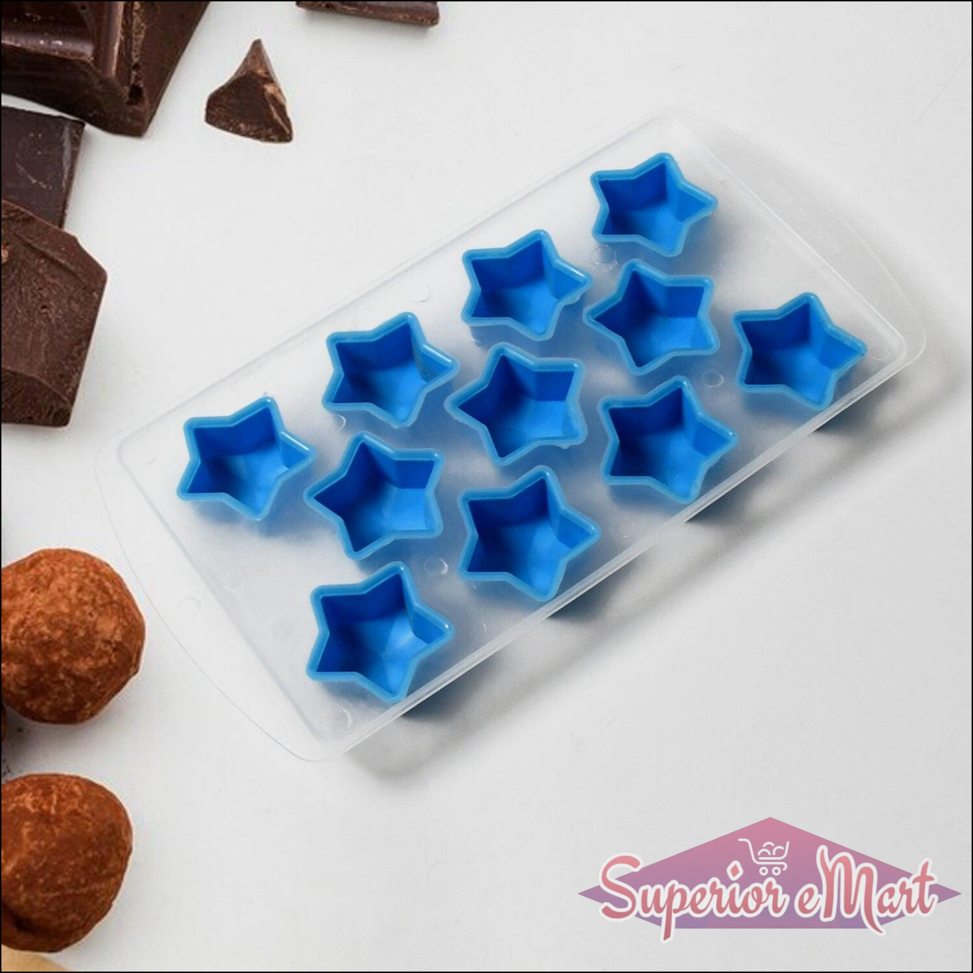 Superior eMart silicone ice cube tray with star-shaped molds for fun freezing options