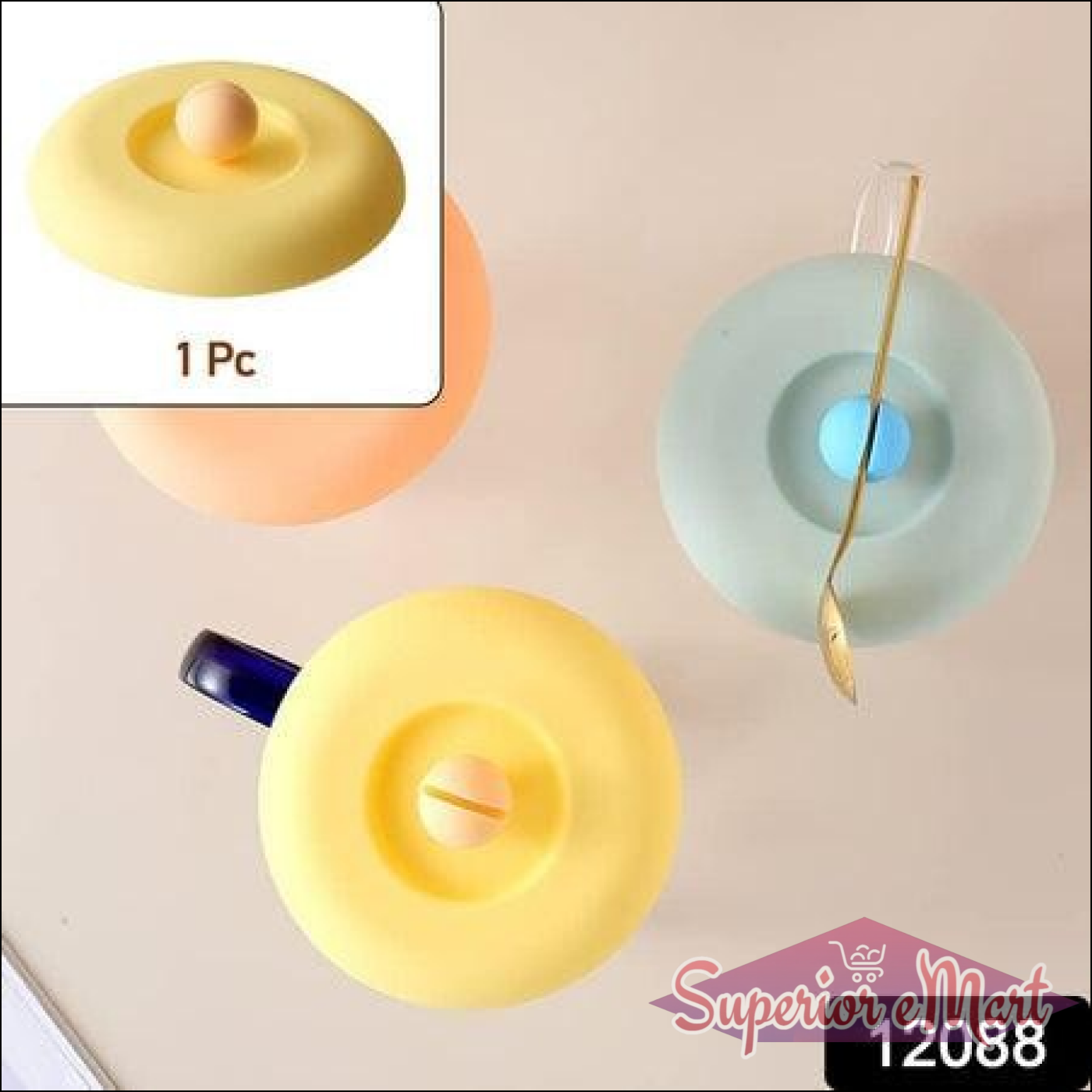 Silicone mug lid airtight seal in various colors for keeping beverages fresh
