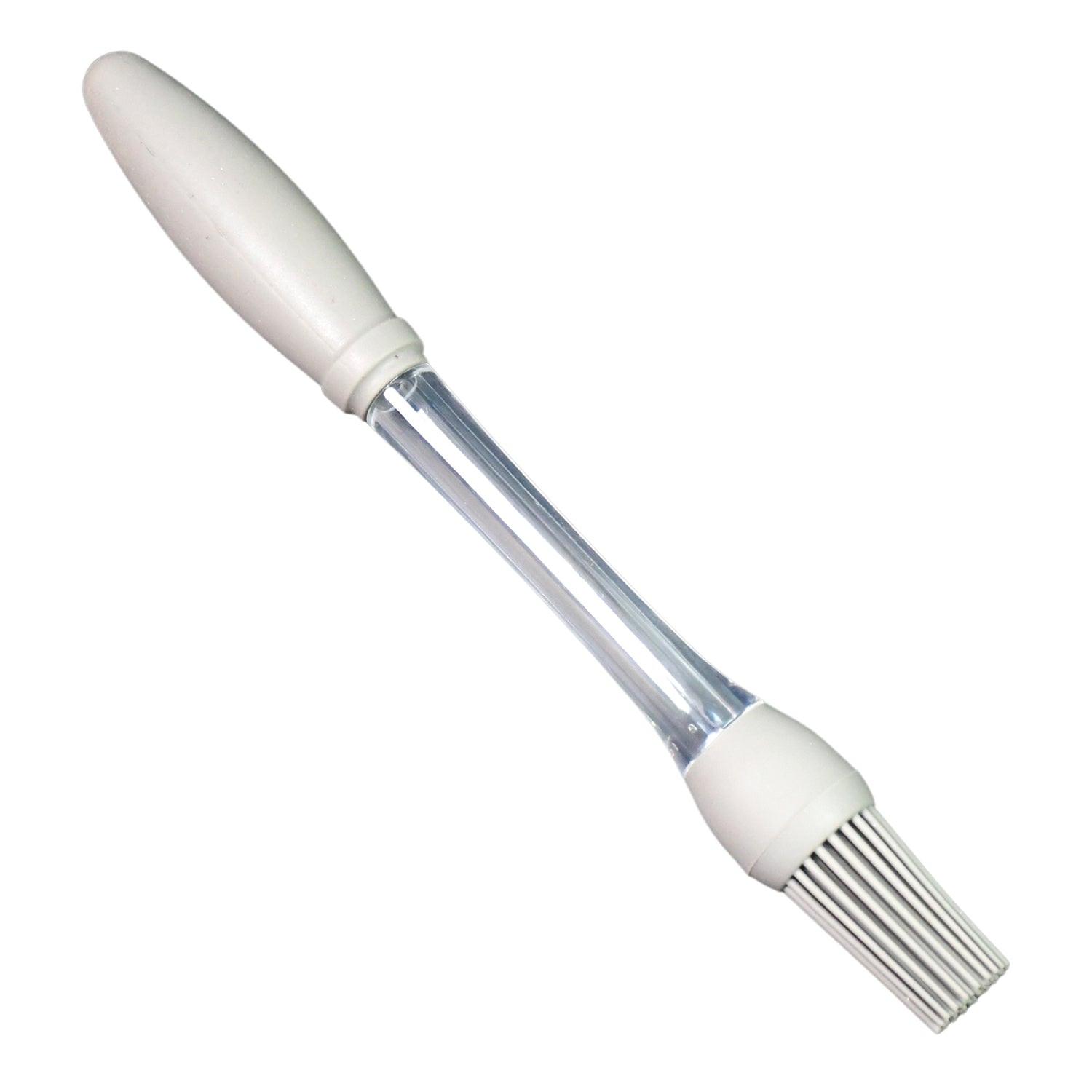 Clear silicone oil brush for cooking with ergonomic handle for easy use and precision application