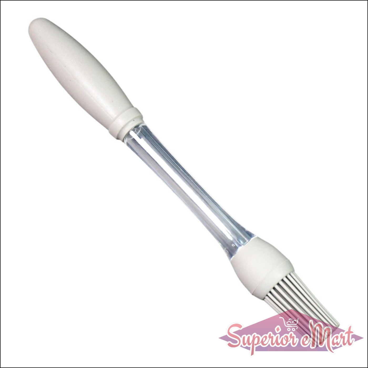 Clear silicone oil brush for cooking with ergonomic handle for easy use and precision application