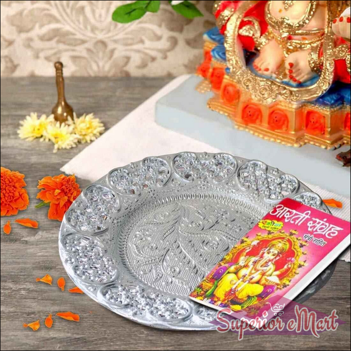 Silver Plated Pooja Thali - Superior eMart