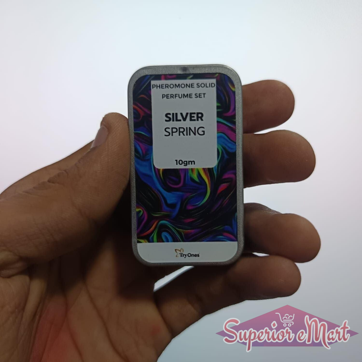 Solid fragrance pack of 2 featuring Silver Spring pheromone perfume set in a portable container