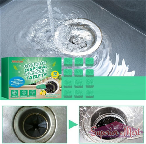 Sink cleaner deodorizer tablets pack with 12 lemon-scented cleaner tablets for fresh garbage disposal