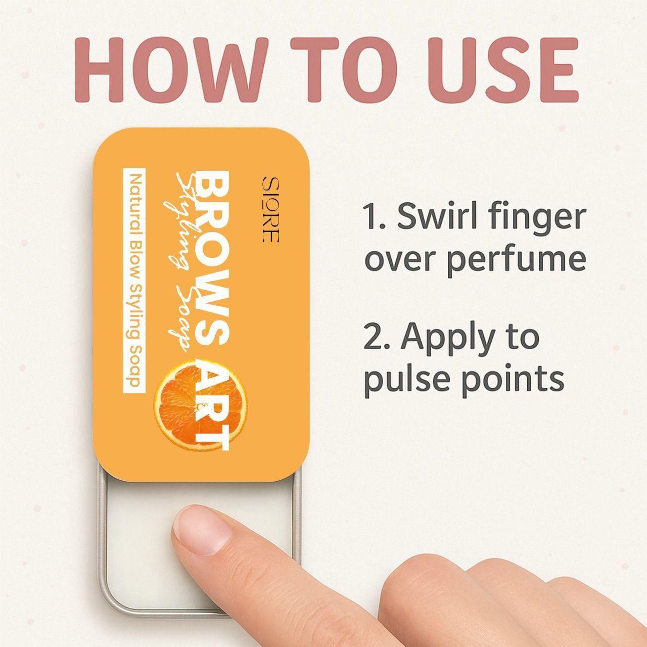 SIORE BROWS ART Styling Solid Perfume with applicator instructions for easy use