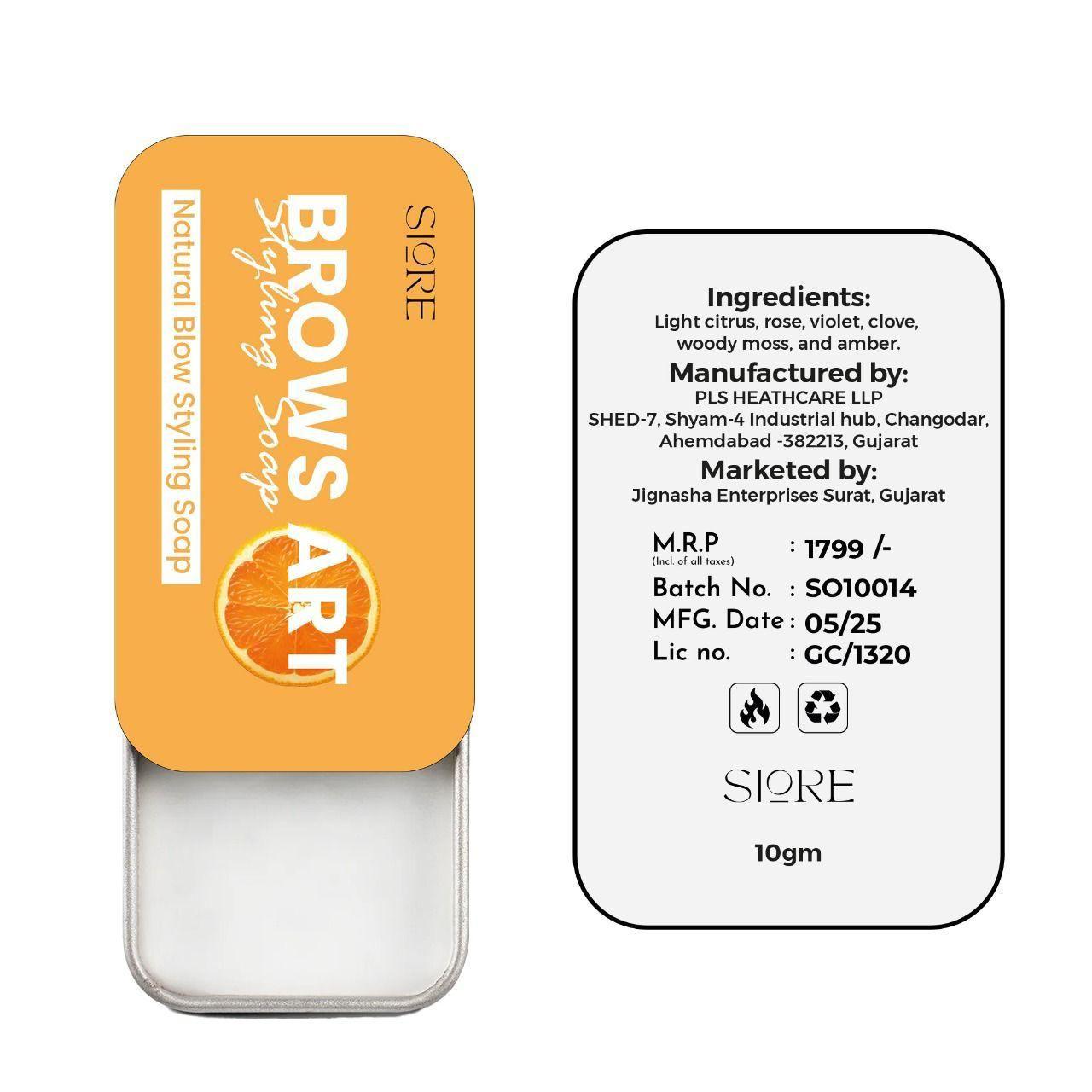 SIORE BROWS ART Styling Solid Perfume in an elegant container with a citrus scent blend