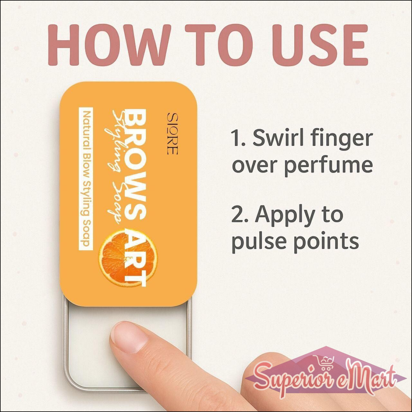 SIORE BROWS ART Styling Solid Perfume with applicator instructions for easy use