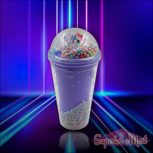 LED glow sipper bottle for kids with colorful beads and a fun, transparent design