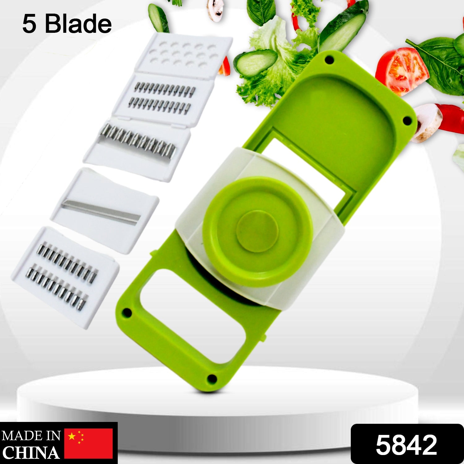 Slicer for Kitchen 5 in 1 Foldable Vegetable Slicer Blade Potato Cutter, Veggie  - 5842_5in1_vegetable_slicer_1pc