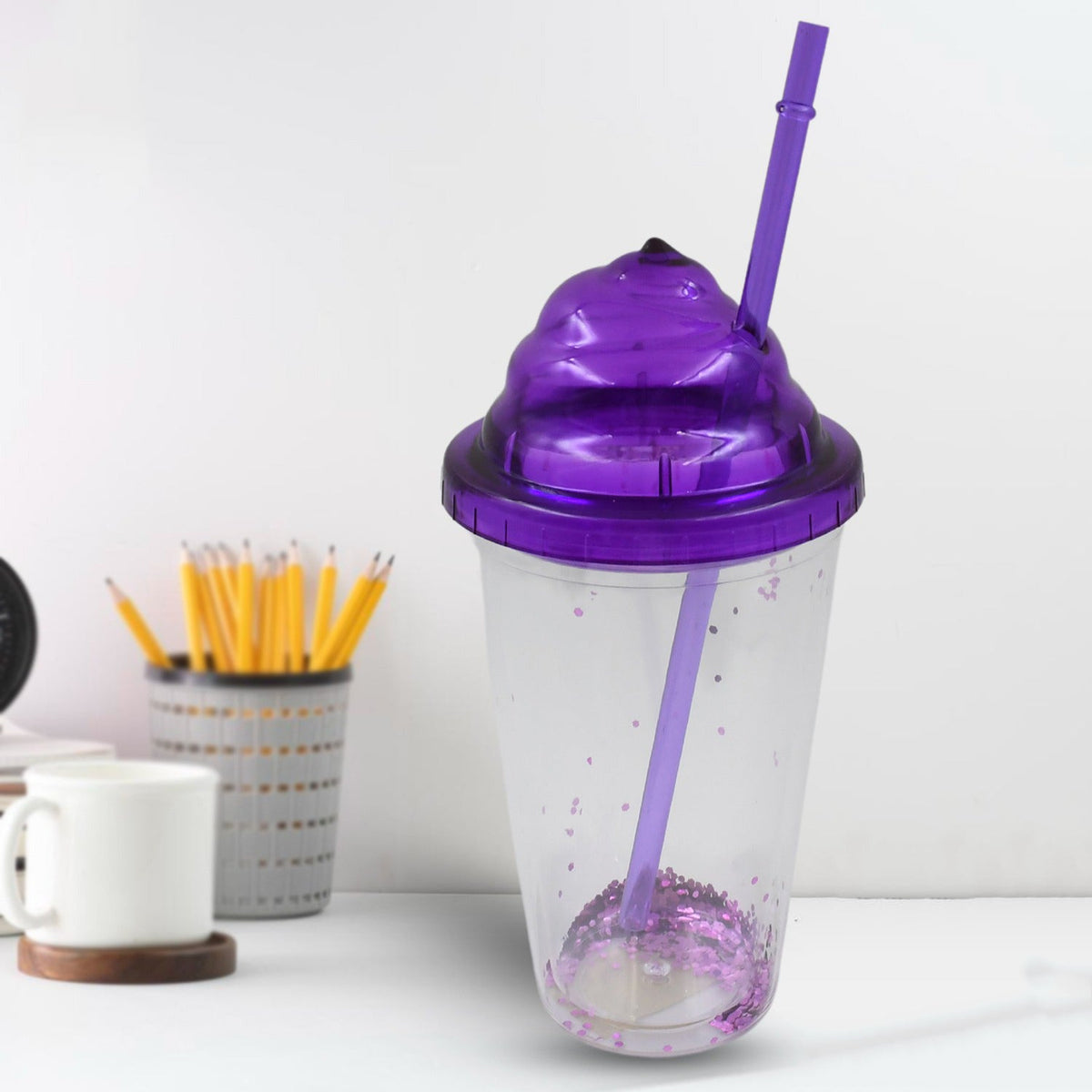 High  Plastic Creative Cold Drink Cup / Tumble, Reusable Tea Coffee Tumb - 13131_pre_pla_tumbler_n_straw