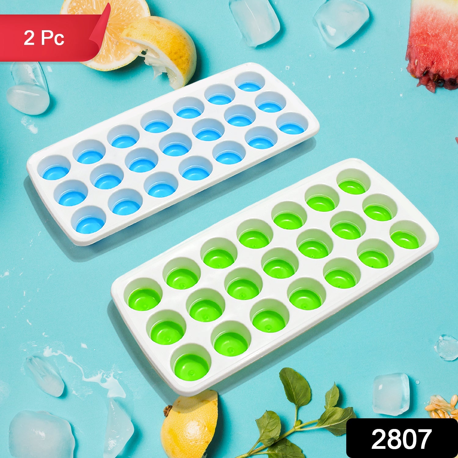 21 Cavity Pop Up Ice Cube Trays-Easy Release, Flexible Silicone Bottom - Stackab - 2807_21_cavity_ice_tray_2pc