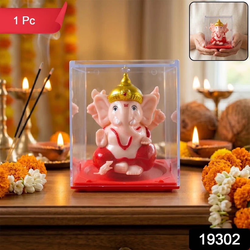 Decorative Small Lord Ganesh Idol In Transparent Case (1 Pc) Superior eMart