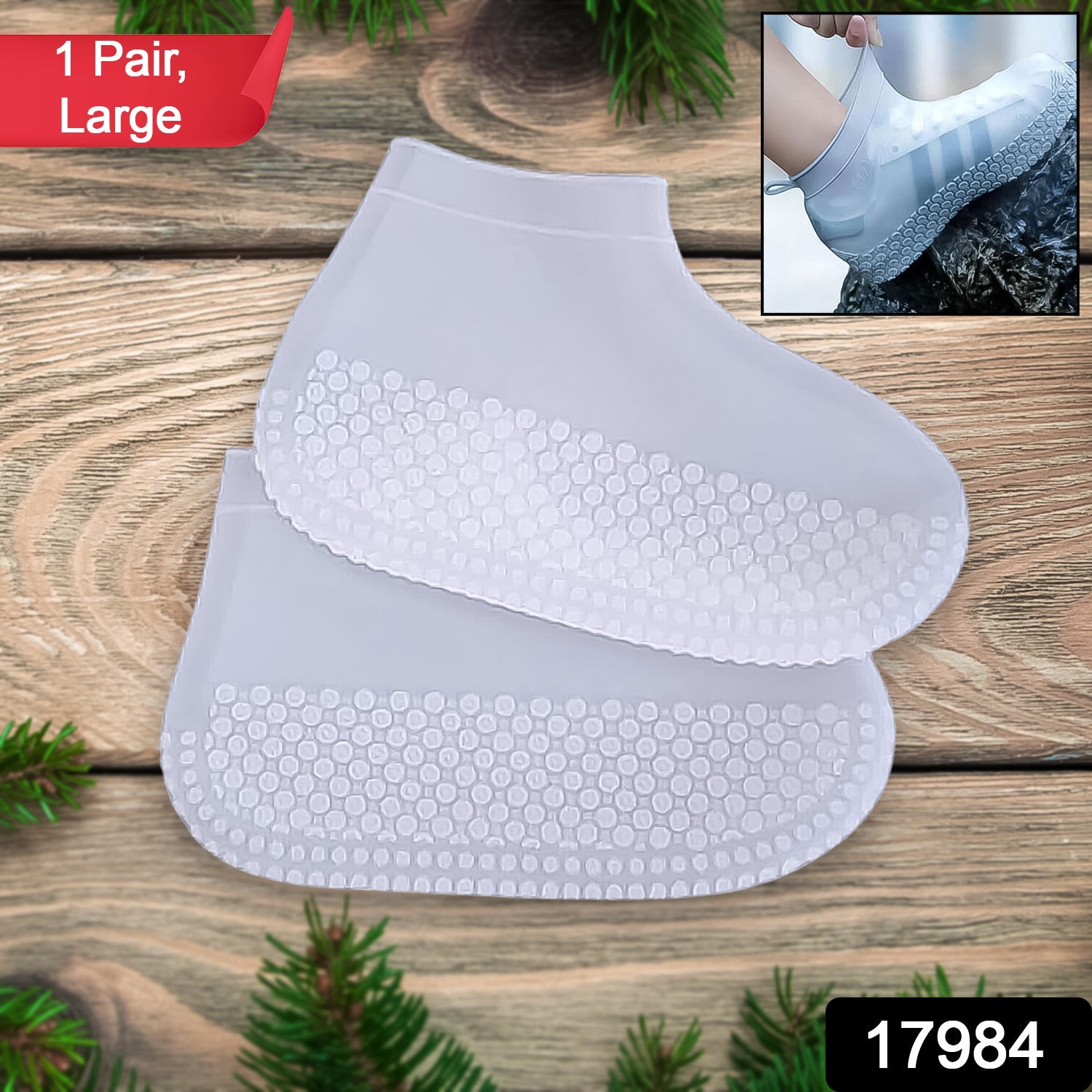 Non-Slip Silicone Rain Reusable Anti skid Waterproof Fordable Boot Shoe Cover (L - 17984_large_sili_shoe_cover