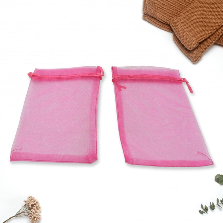 Set of two pink small organza gift bags perfect for wedding favors and party gifts