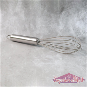 Small stainless steel balloon whisk with a sturdy handle for effortless mixing and whisking in the kitchen