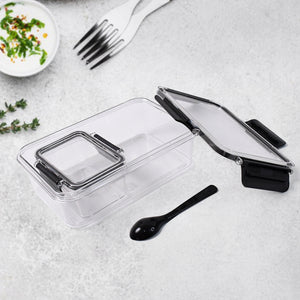 Superior eMart 800ml and 250ml storage box set with clear lids and black locking clips on a kitchen countertop
