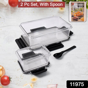 Superior eMart 800ml and 250ml storage box set with spoon transparent containers for home kitchen use