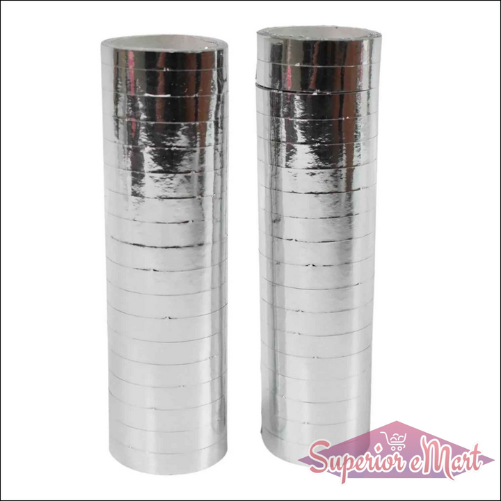 Shiny silver smooth ribbon for decorations in rolls, perfect for adding flair to crafts