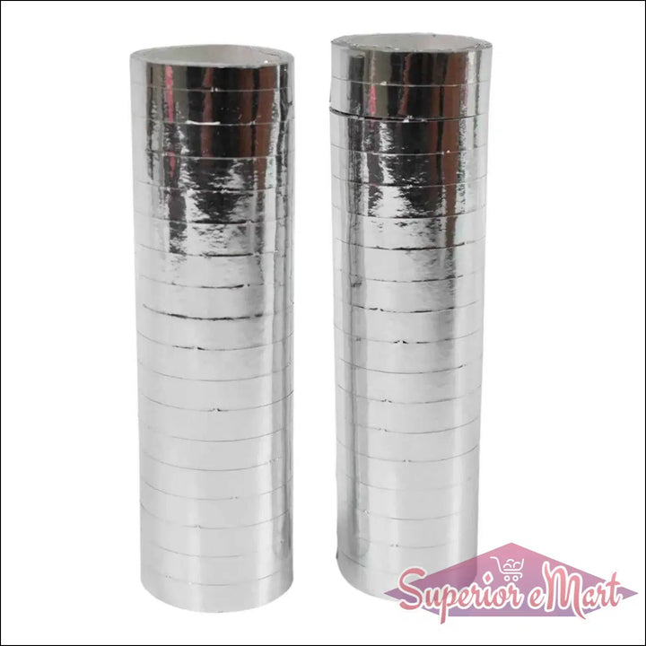 Shiny silver smooth ribbon for decorations in rolls, perfect for adding flair to crafts