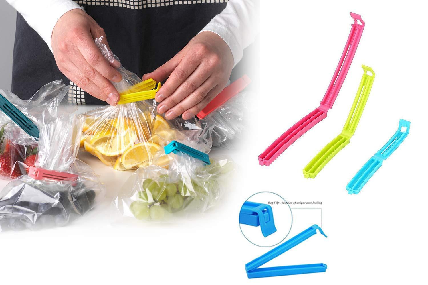 Vibrant snack bag clip set with multiple colors for sealing food bags and keeping snacks fresh