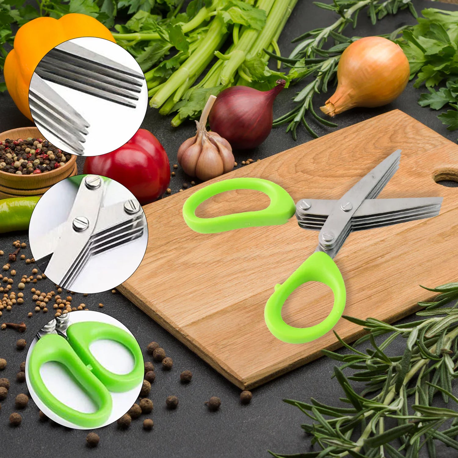 5-blade Multipurpose Kitchen Scissors With Cleaning Comb
