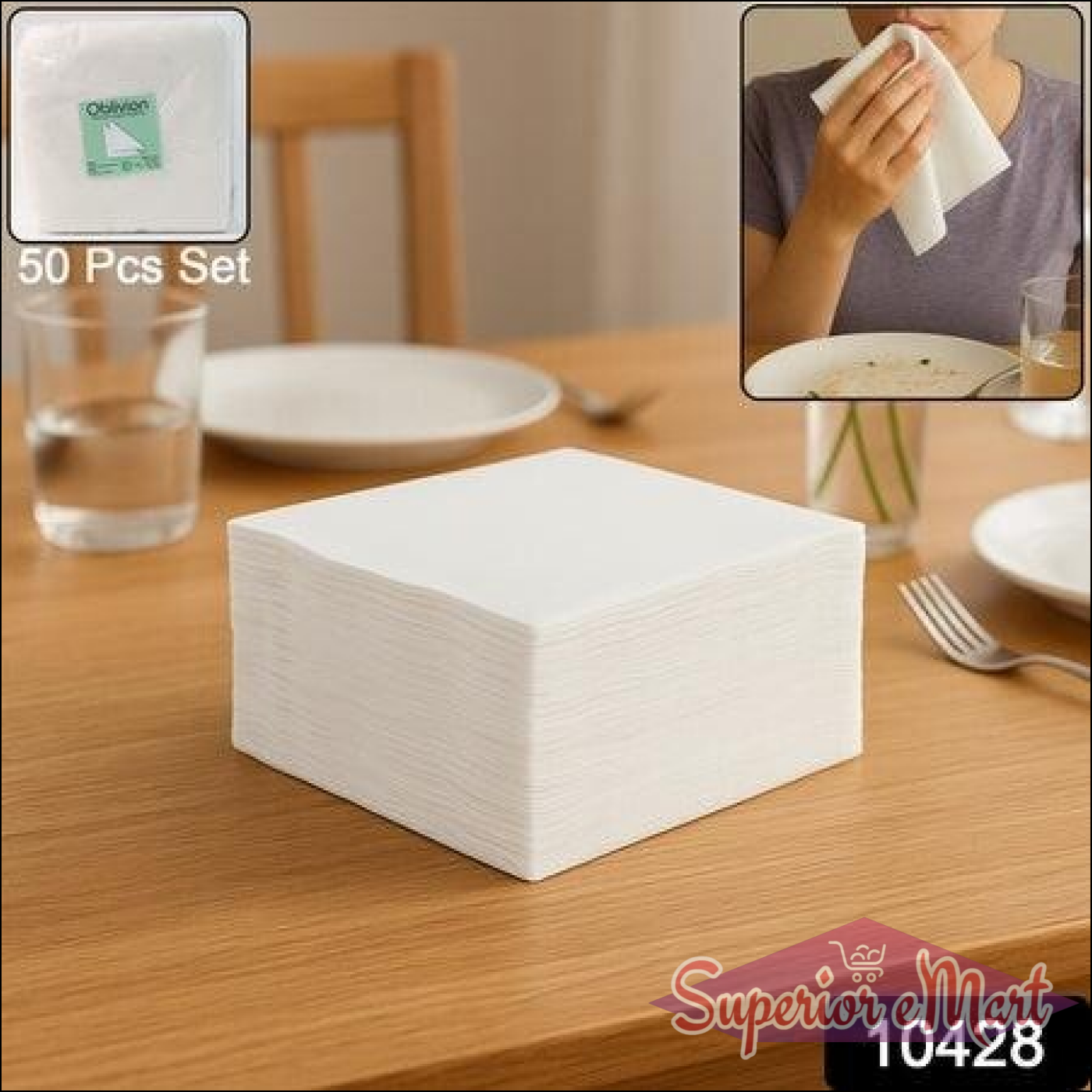 Soft & Absorbent Disposable Tissue Paper / Napkins Set (50 Pc) - Superior eMart