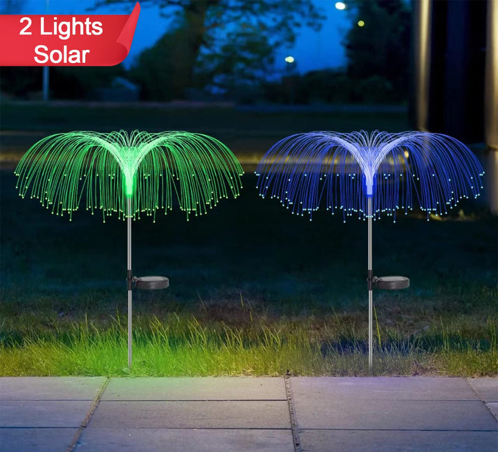 Solar garden lights waterproof 2 pc with colorful light display for outdoor decoration