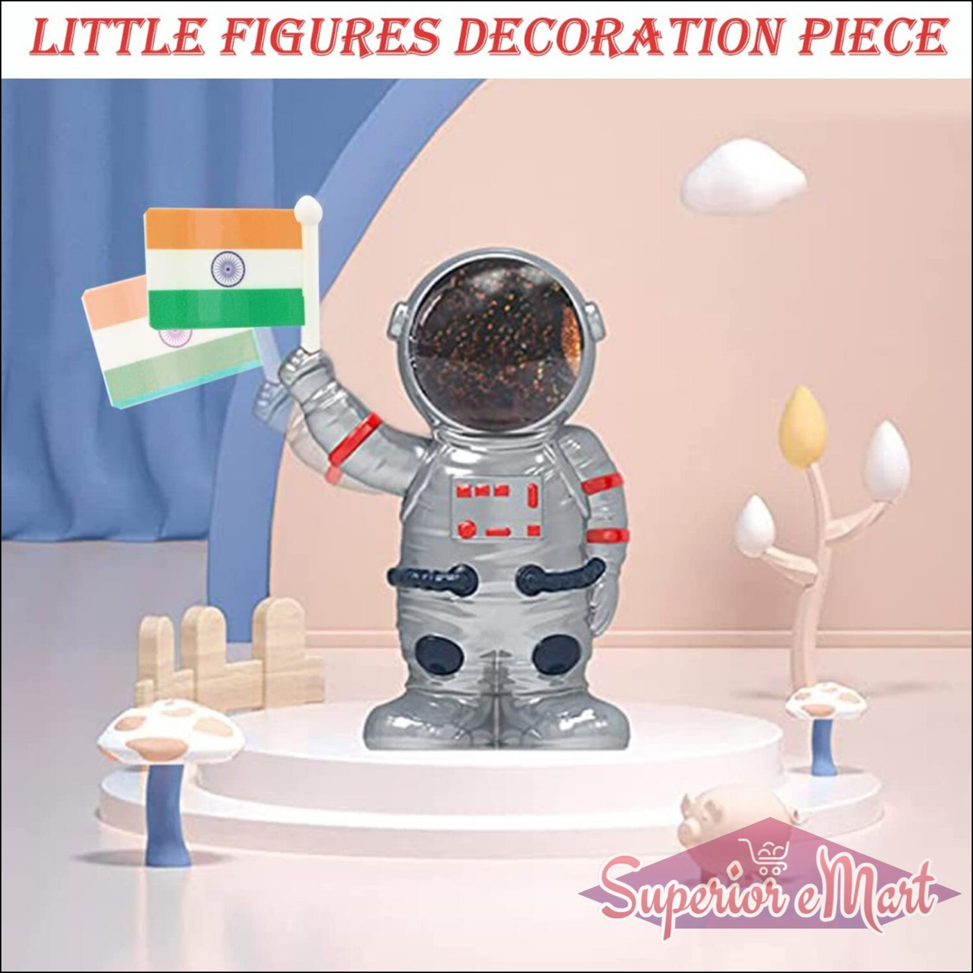 Solar Power Astronaut Ornament Moving Hand With Indian Flag 1 Pc - Superior eMart