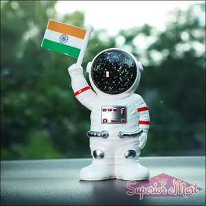 Solar Power Astronaut Ornament Moving Hand With Indian Flag 1 Pc - Superior eMart