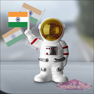 Solar Power Astronaut Ornament Moving Hand With Indian Flag 1 Pc - Superior eMart