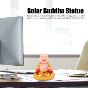 Solar powered Buddha statue with vibrant colors, perfect for home decor and outdoor spaces