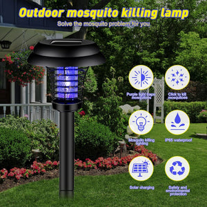 Solar powered mosquito trap with purple light and waterproof design for outdoor mosquito control