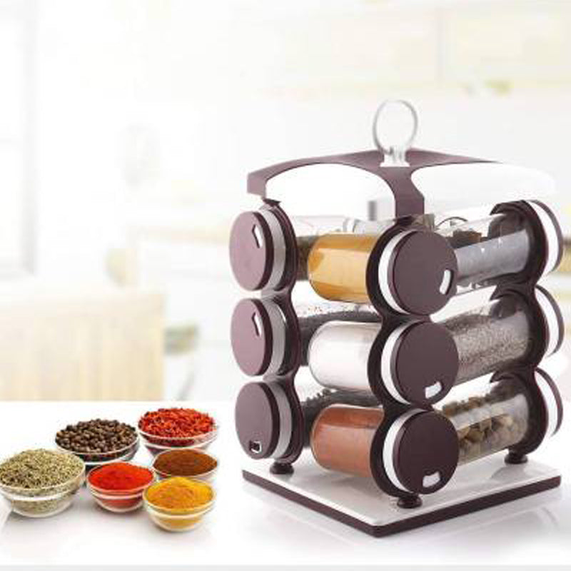 Superior eMart spice jar set 12 piece with rotating design for easy access and organization of spices