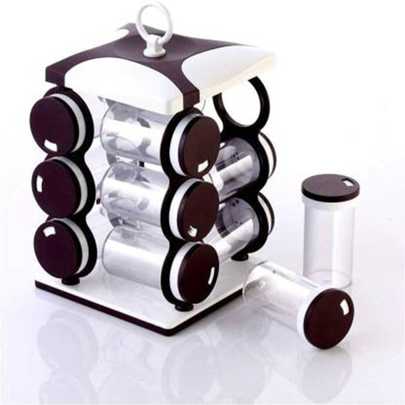Stylish spice jar set 12 piece with rotating storage stand for organized kitchen spices