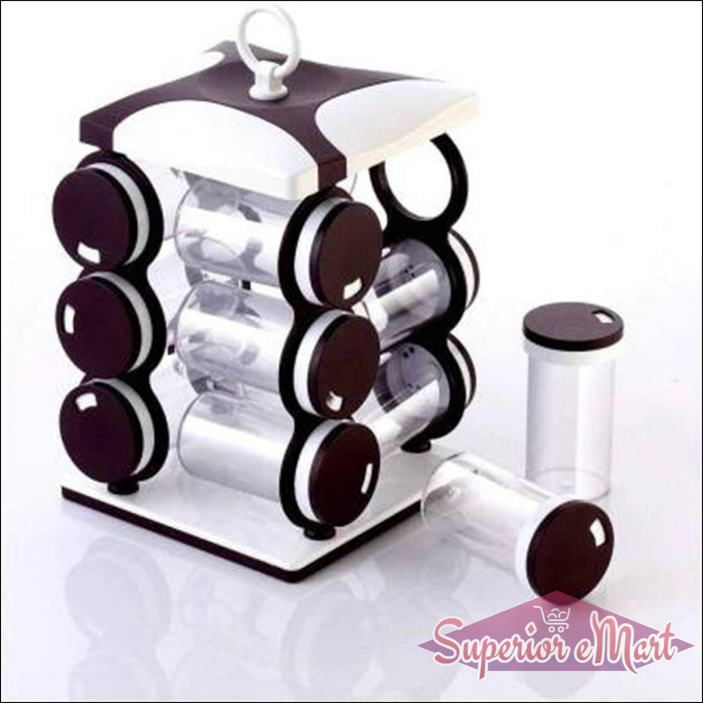Stylish spice jar set 12 piece with rotating storage stand for organized kitchen spices