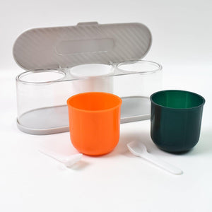 3 grid spice box with spoon featuring colorful containers and a clear lid for organized storage