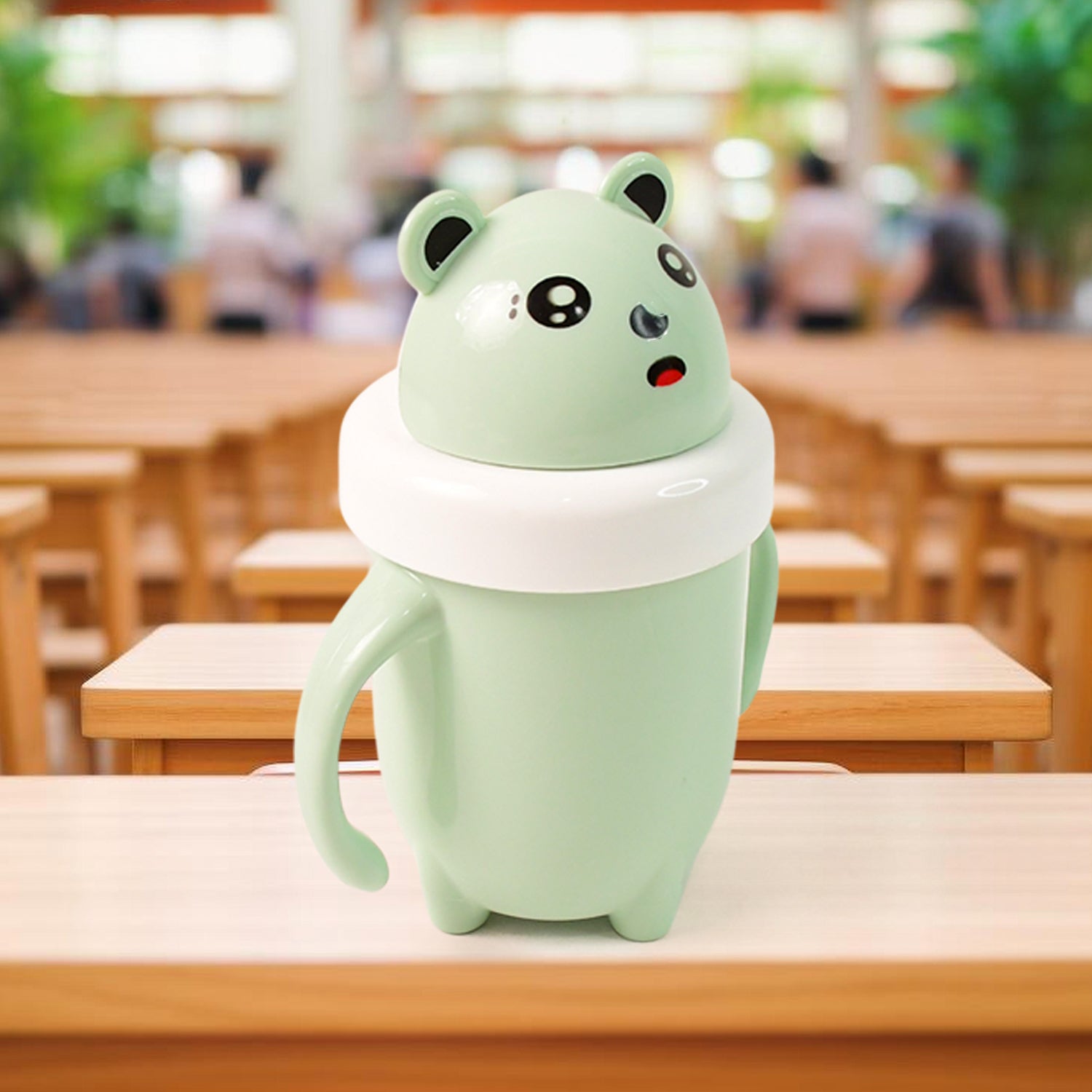 Cute green panda design spill proof baby sipper cup for easy drinking and no mess