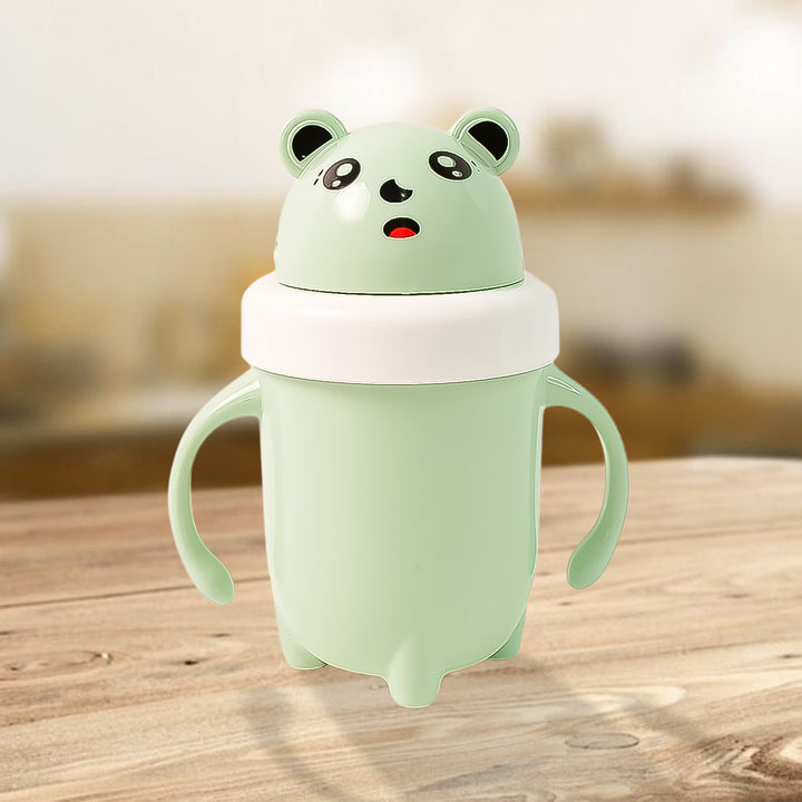 Cute panda design spill proof baby sipper cup with easy grip handles for toddlers