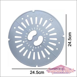 Spin cap safety cover designed for home use, measuring 24.5cm in diameter for optimal protection