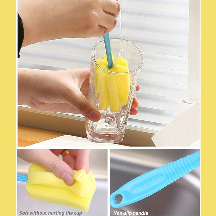 Sponge cup washing brush with a non-slip handle for effective and safe cleaning