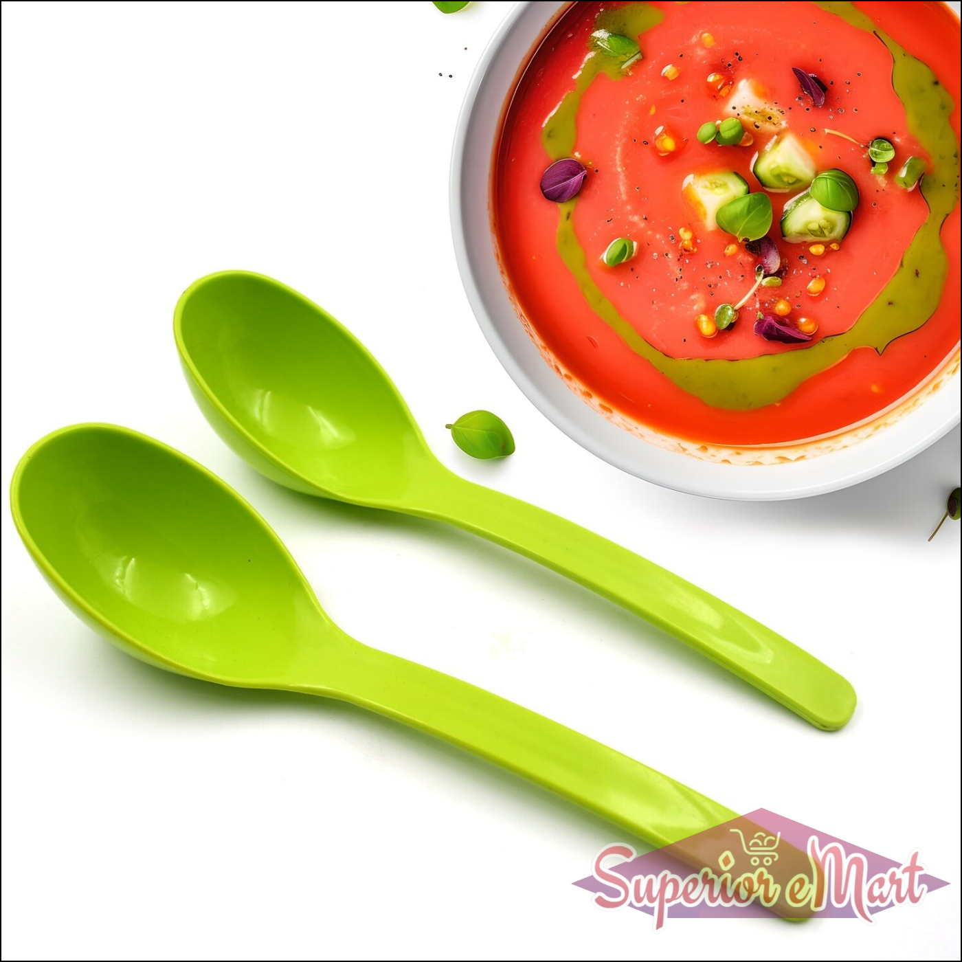Bright green multipurpose kitchen ladle set ideal for serving soups and sauces